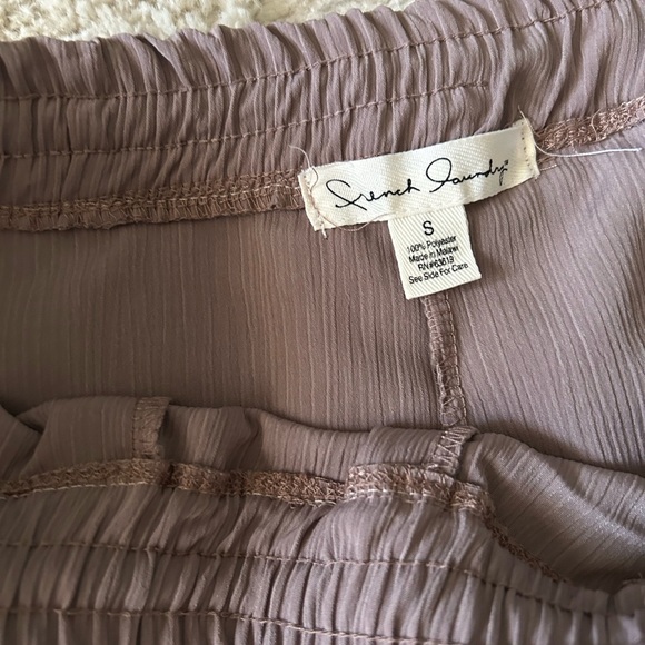 Gray/Tan Ribbed Wide Leg Work Pants with Drawstring - Picture 3 of 4